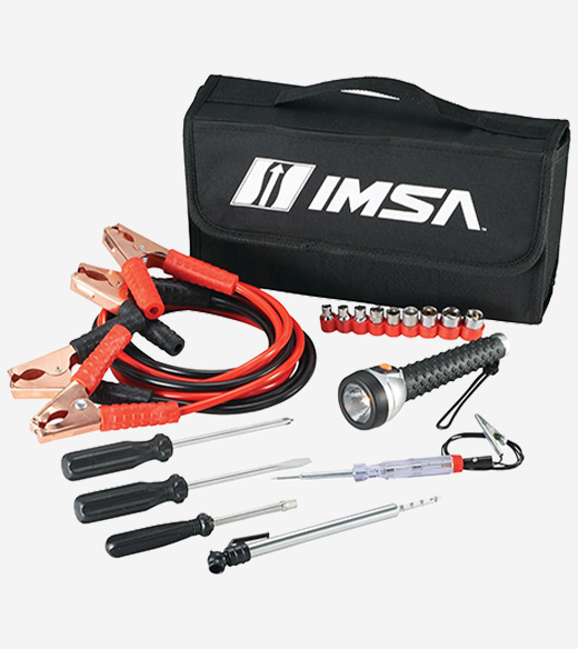 Branded black IMSA roadside emergency kit