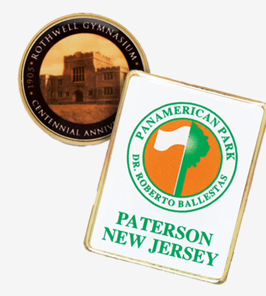 Circular and rectangular customized metal lapel pins