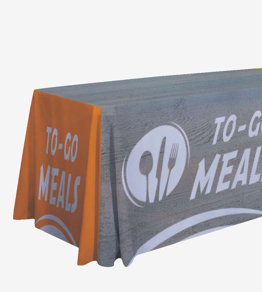 Orange and gray fully decorated table cover