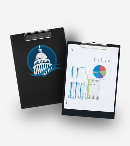 black clipboard for a political event