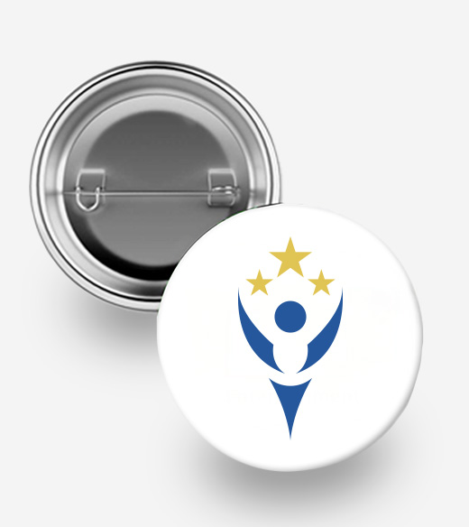 Pin back shirt button with logo